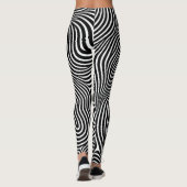 verwirrende hypnotische Linienmuster Schwarz-weiße Leggings (Rückseite)