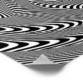 verwirrende hypnotische Swirllinien Schwarz-weiß Poster (Ecke)