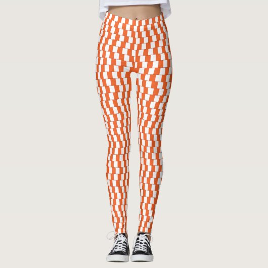 Verwirrende Linien Orange Leggings (Vorderseite)