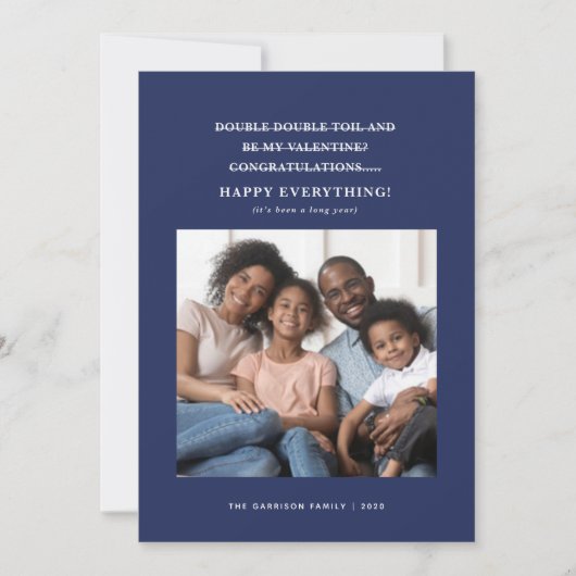 Verwirrte Coronavirus Holiday Greetings Blue Ankündigung (Vorderseite)