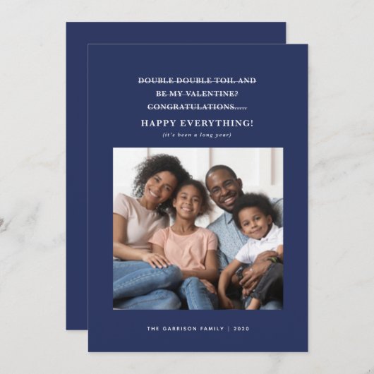 Verwirrte Coronavirus Holiday Greetings Blue Ankündigung (Vorne/Hinten)