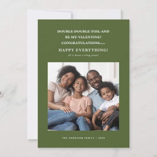 Verwirrte Coronavirus Holiday Grüße Grün Ankündigung (Vorderseite)