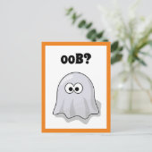 Verwirrte Geister sagt "Oob"? Funny Halloween Cart Postkarte (Stehend Vorderseite)