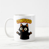 Verwirrte Schwarze Katze Kaffeetasse (Links)