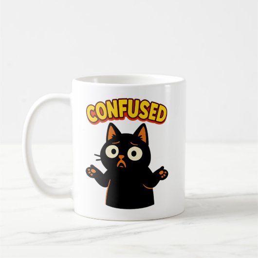 Verwirrte Schwarze Katze Kaffeetasse (Links)