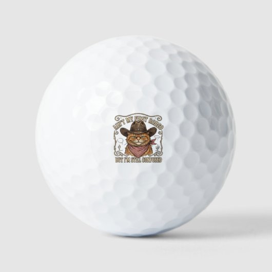 Verwirrter Cowboy-Katzen-Rodeo Golfball (Vorderseite)