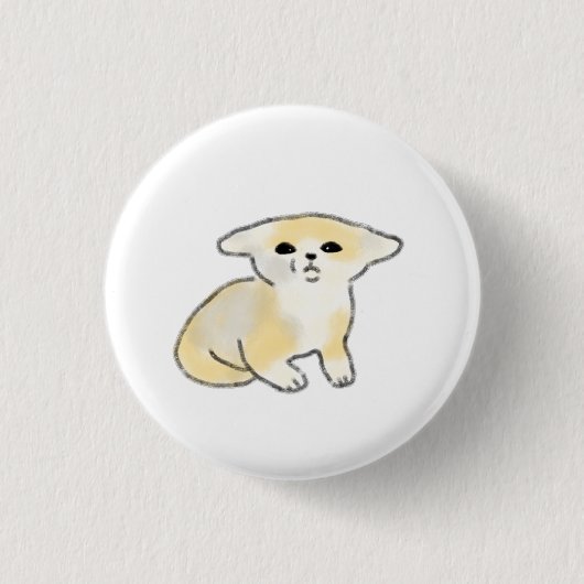 Verwirrter Fennek Fuchs Wasserfarben-Geschenk Button (Vorderseite)