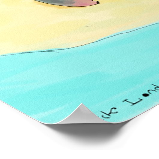 Verwirrter Fisch auf der Wüsteninsel Witziges Post Poster (Ecke)