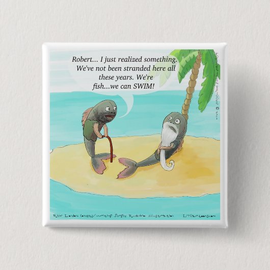 Verwirrter Fisch Funny Button (Vorderseite)