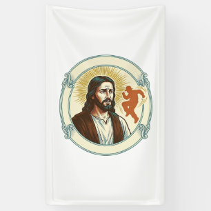 Verwirrter Jesus Viraler Tanztrend Silhouette Vide Banner