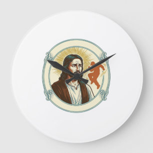 Verwirrter Jesus Viraler Tanztrend Silhouette Vide Große Wanduhr