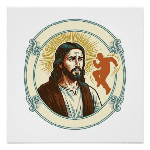 Verwirrter Jesus Viraler Tanztrend Silhouette Vide Poster