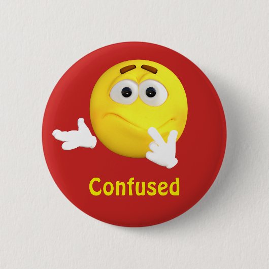 Verwirrtes Emoji Emoticon-Cartoon-Gesicht Button (Vorderseite)