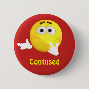 Verwirrtes Emoji Emoticon-Cartoon-Gesicht Button