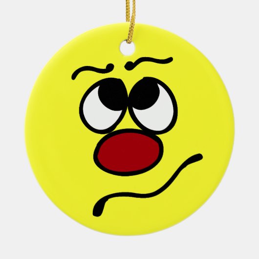 Verwirrtes Gesicht Grumpey Keramikornament (Vorne)