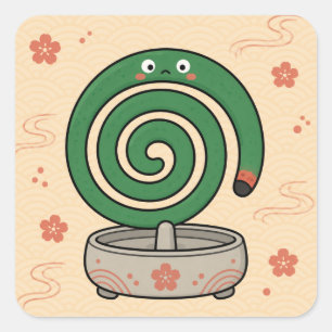 Verwirrtes Mückenspiral-Quadrat-Sticker Quadratischer Aufkleber