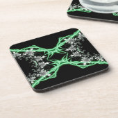 Verwirrtheit | Kunst des grünen und weißen Fraktal Untersetzer (Linke Seite)