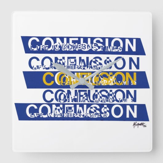 Verwirrtheit Quadratische Wanduhr (Vorderseite)