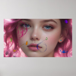 Verwischtes Mädchen Farbporträt in Pastell Poster