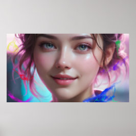 Verwischtes Mädchen Lächelndes Mädchenporträt Poster