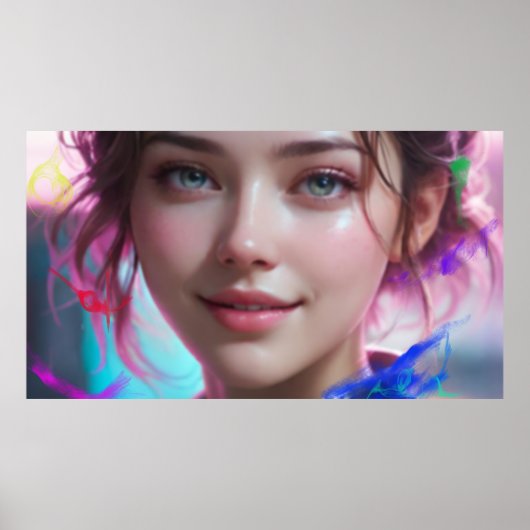 Verwischtes Mädchen Lächelndes Mädchenporträt Poster (Vorne)