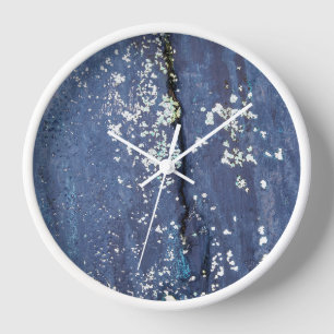 Verwitterte blaue Malerei abstrakt  Mauspad Uhr