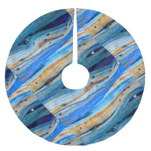 verwitterte blaue Scheunenbretter Polyester Weihnachtsbaumdecke