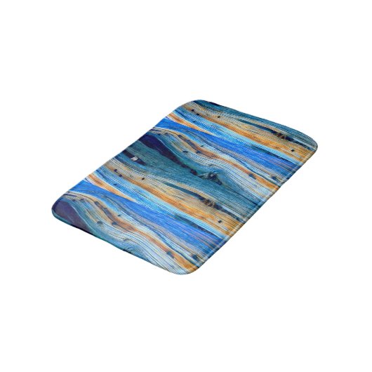 verwitterte blaue Stallplatten Badematte (Schrägansicht)