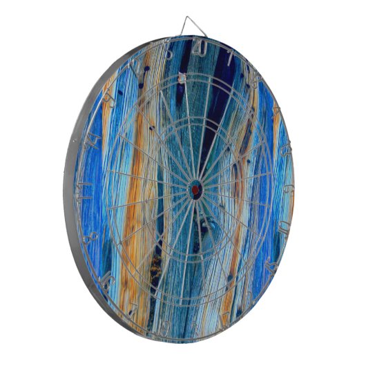 verwitterte blaue Stallplatten Dartscheibe (Vorderseite Links)