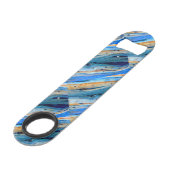 verwitterte blaue Stallplatten Speedflaschenöffner (Vorderseite Schrägansicht)