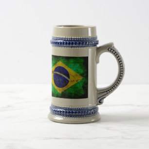 Verwitterte Brasilien-Flagge Bierglas