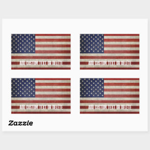 Verwitterte, ramponierte amerikanische Flagge Rechteckiger Aufkleber