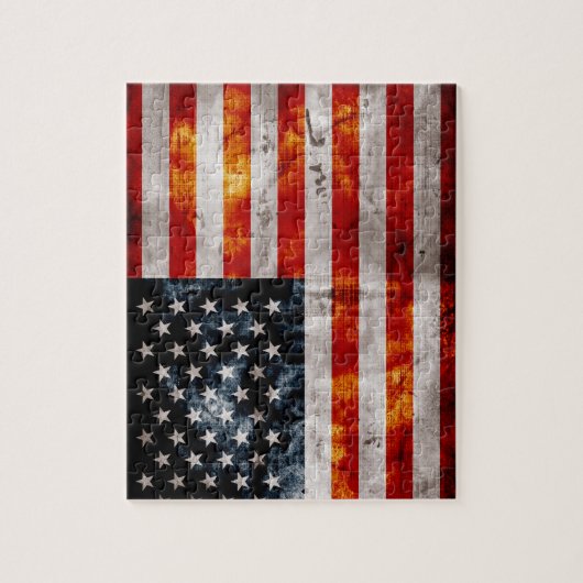 Verwitterte Vintage amerikanische Flagge Puzzle (Vertikal)