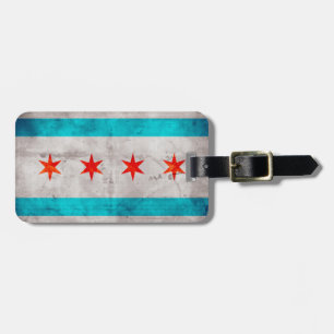 Verwitterte Vintage Chicago-Staats-Flagge Gepäckanhänger