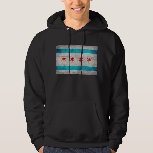 Verwitterte Vintage Chicago-Staats-Flagge Hoodie (Vorderseite)
