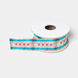 Verwitterte Vintage Chicago-Staats-Flagge Ripsband