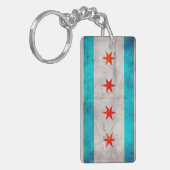 Verwitterte Vintage Chicago-Staats-Flagge Schlüsselanhänger (Vorderseite links)