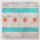 Verwitterte Vintage Chicago-Staats-Flagge Steinuntersetzer (Vorderseite)