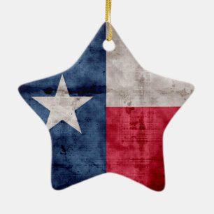 Verwitterte Vintage-Flagge des US-Bundesstaates Te Keramik Ornament
