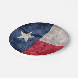 Verwitterte Vintage-Flagge des US-Bundesstaates Te Pappteller
