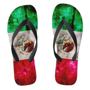 Verwitterte Vintage Mexiko-Flagge Badesandalen