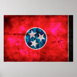Verwitterte Vintage Tennessee-Staats-Flagge Poster