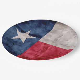 Verwitterte Vintage Texas-Staats-Flagge Pappteller