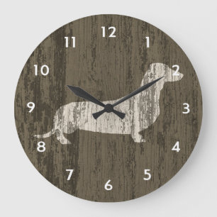 Verwitterter Dachshund Große Wanduhr