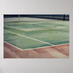 Verwitterter Tennisplatz Pickle Ball Kunstposter Poster