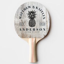 Verwitterter Weißer Tropischer Ananas-Hochzeitskam Tischtennis Schläger