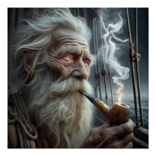 Verwittertes Altes Meer rauchen ein Stück Poster (Vorderseite)