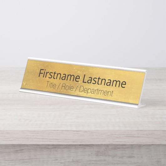 Verwittertes antikes Messinggold + Blk Custom Door Schreibtischnamensplakette (Vorderseite )