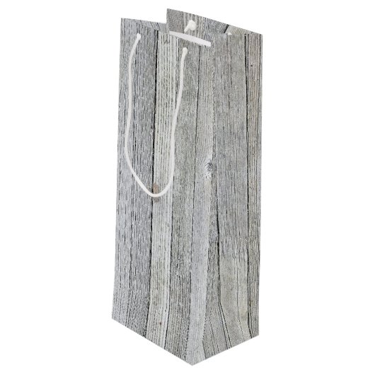 verwittertes Holz Geschenktüte Für Weinflaschen (Rückseite Schrägansicht)