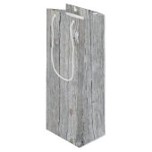 verwittertes Holz Geschenktüte Für Weinflaschen (Vorderseite Schrägansicht)